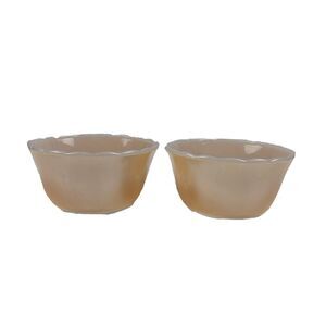 FIRE KING Scalloped Custard Cup Bowl Peach Marigold Iridescent Replacement MCM